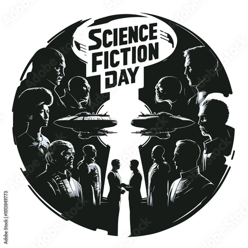 Science Fiction Day A Silhouetted Celebration of Sci-Fi Characters and Spaceships