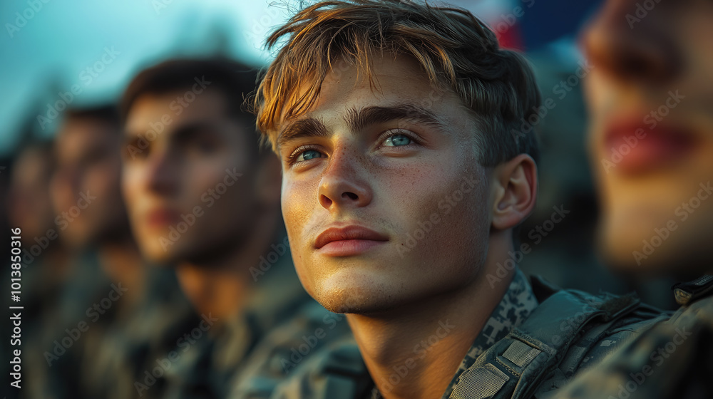 photo of american soldiers, memorial day, november 11, war, army, military man, people fighting, patriot, usa, portrait, military uniform