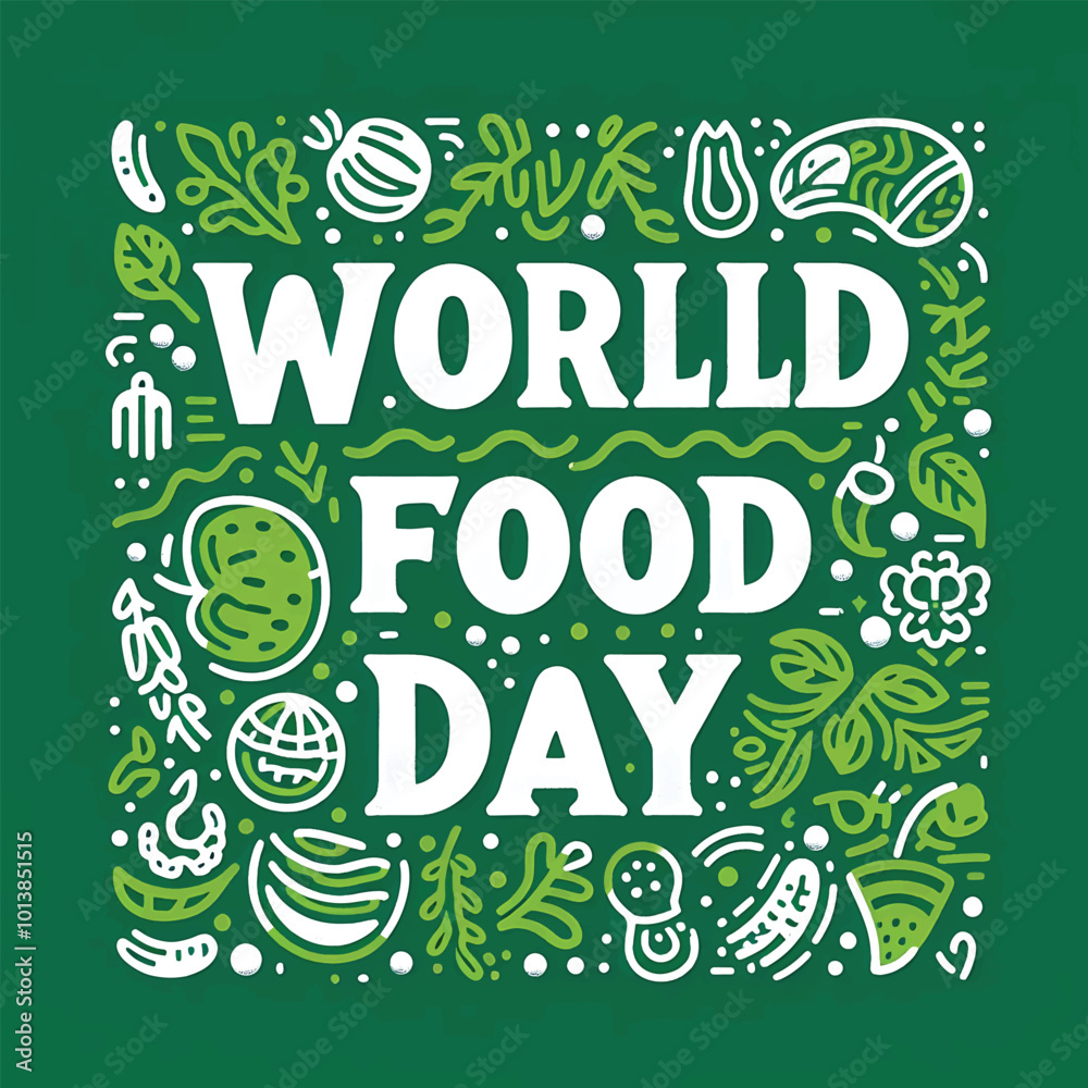 Naklejka premium World Food Day with green background, International food day