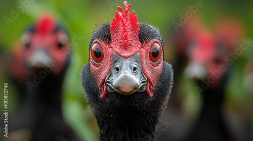 Wallpaper Mural Close-up of brush turkey with vibrant red face and eyes, wildlife portrait Torontodigital.ca