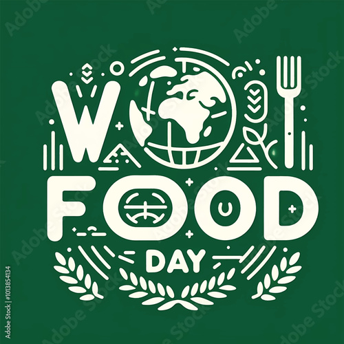 World Food Day with green background, International food day