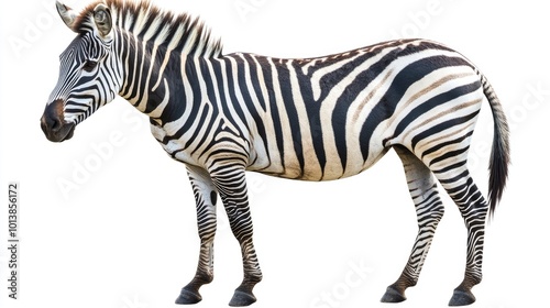 A full-body detailed image of a zebra