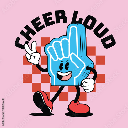 Finger foam Groovy Mascot Character Vector