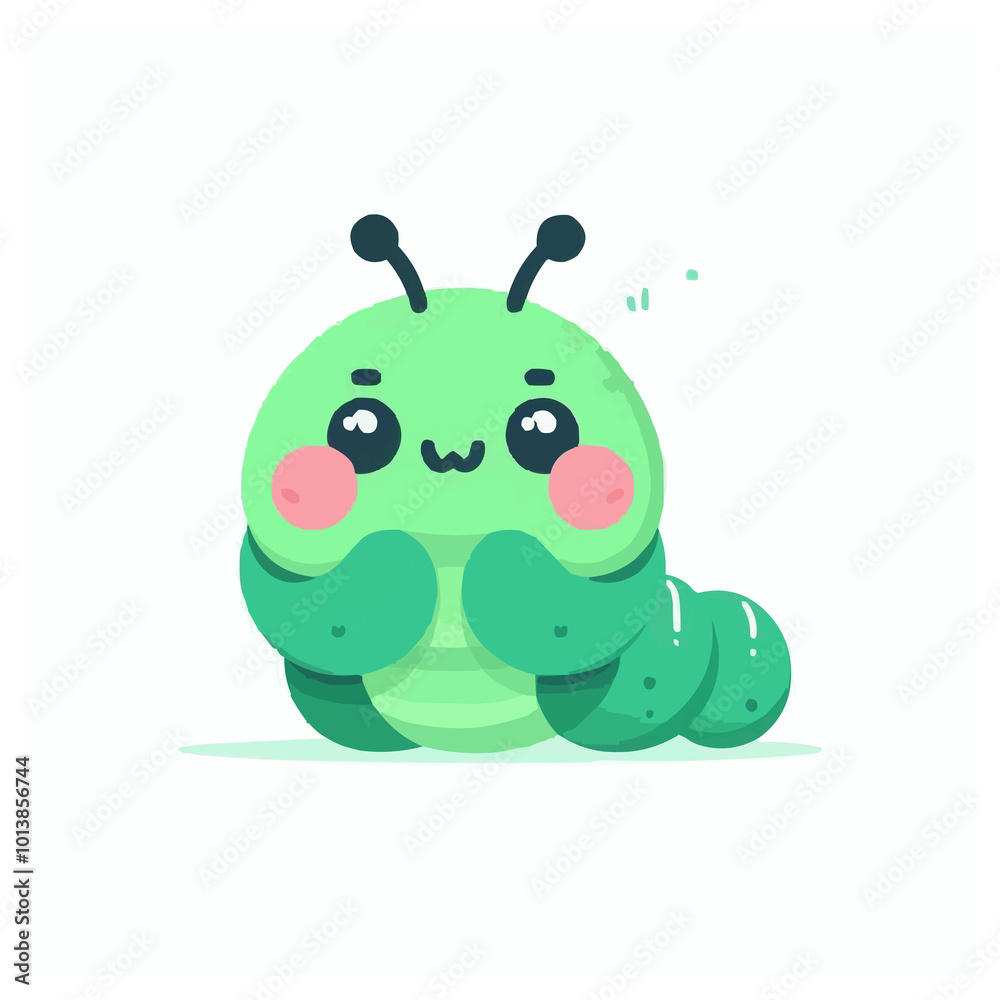 Vector Cute Caterpillar in Spring Animals Theme on White Background Vector Cute Caterpillar in Spring Animals Theme on White Background