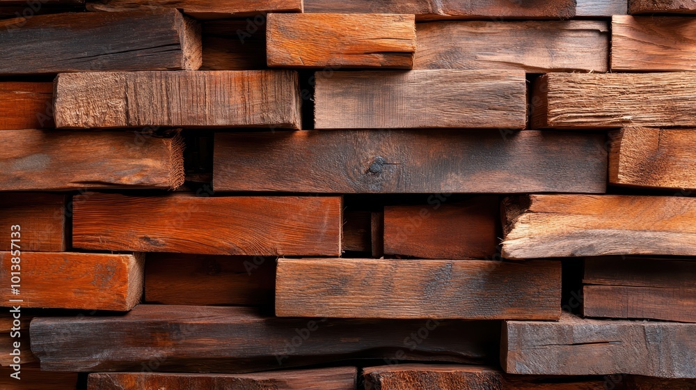 A close-up view of stacked wooden blocks forming an intricate and rustic wall pattern, highlighting the beauty of natural textures and craftsmanship. A close-up view of stacked wooden blocks forming an intricate and rustic wall pattern, highlighting the beauty of natural textures and craftsmanship.