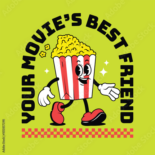 Popcorn Groovy Mascot Character Vector