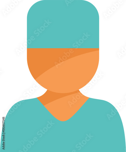 Simple and colorful vector illustration of a surgeon doctor wearing green scrubs, avatar icon