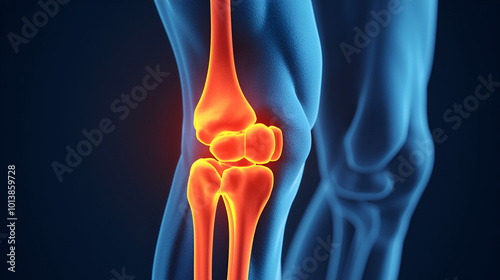 Running man with pain in knee joint Ideal for children's fantasy stories or imaginative art projects, copy space, AI Generated3D illustration Ideal for children's fantasy stories or imaginative art