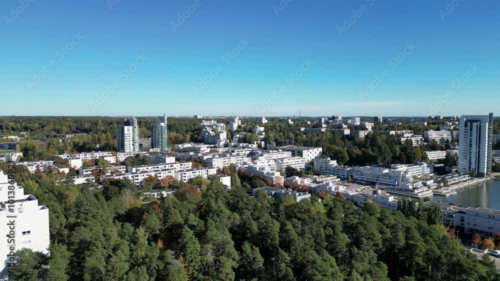 Aerial view of Kivenlahti, Espoo: Kivenlahti is a district in southern Finland, located west of Helsinki. It is situated on the coast, along the Gulf of Finland. Aerial view of Kivenlahti, Espoo: Kivenlahti is a district in southern Finland, located west of Helsinki. It is situated on the coast, along the Gulf of Finland.