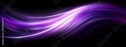 Abstract purple and white flowing light lines on a black background.
