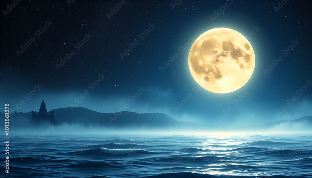 Serene Moonlight Over Ancient City background generative Ai Serene Moonlight Over Ancient City background generative Ai