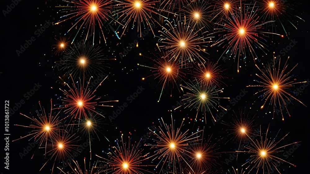 A sky filled with colorful bursts of firecrackers, set against a plain black background, capturing the excitement and festivity of Diwali night. A sky filled with colorful bursts of firecrackers, set against a plain black background, capturing the excitement and festivity of Diwali night.
