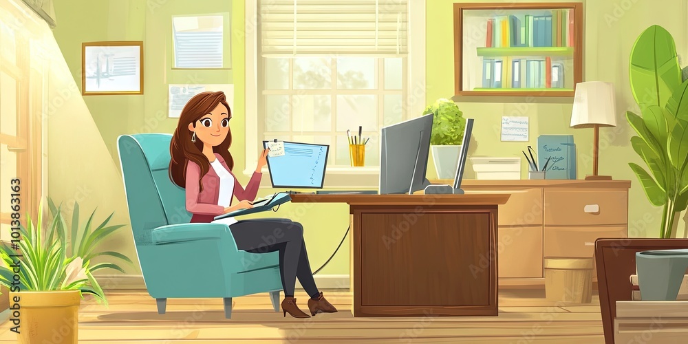 2D animated cartoon of executive in corporate headquarters 2D animated cartoon of executive in corporate headquarters
