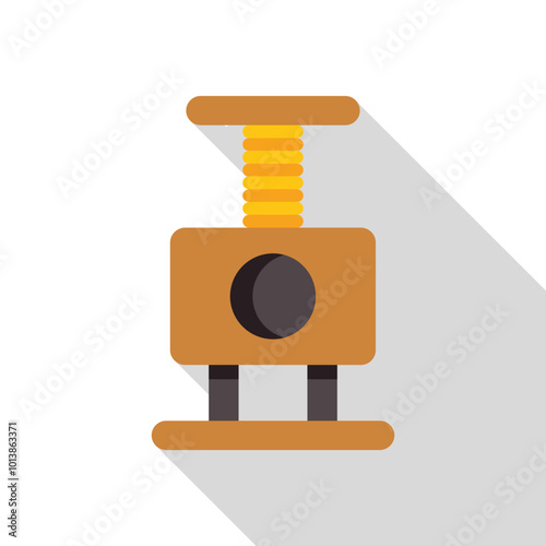 Cat tree with scratching post and platform icon in flat style with long shadow