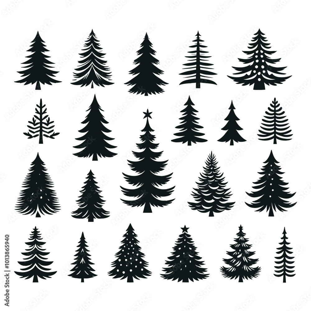 Obraz premium set of Christmas tree silhouette