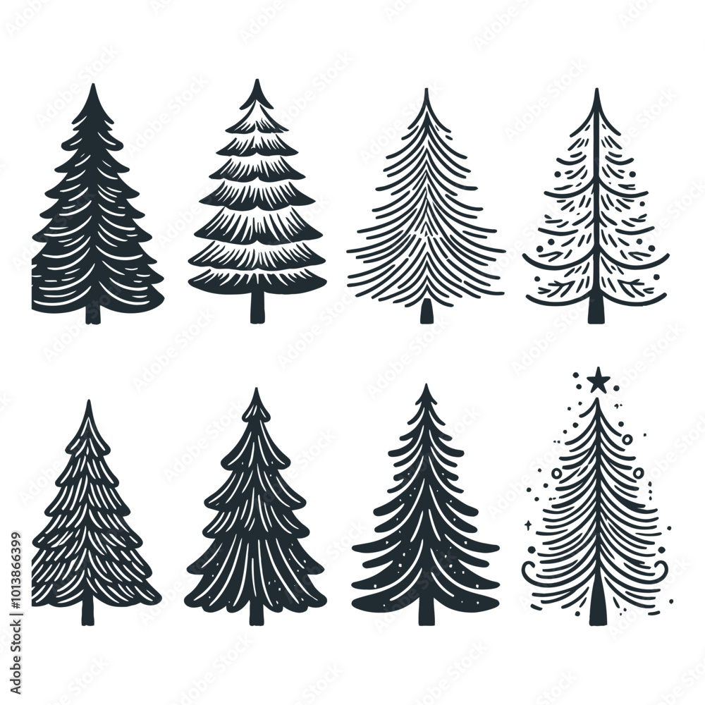 Obraz premium set of Christmas tree silhouette