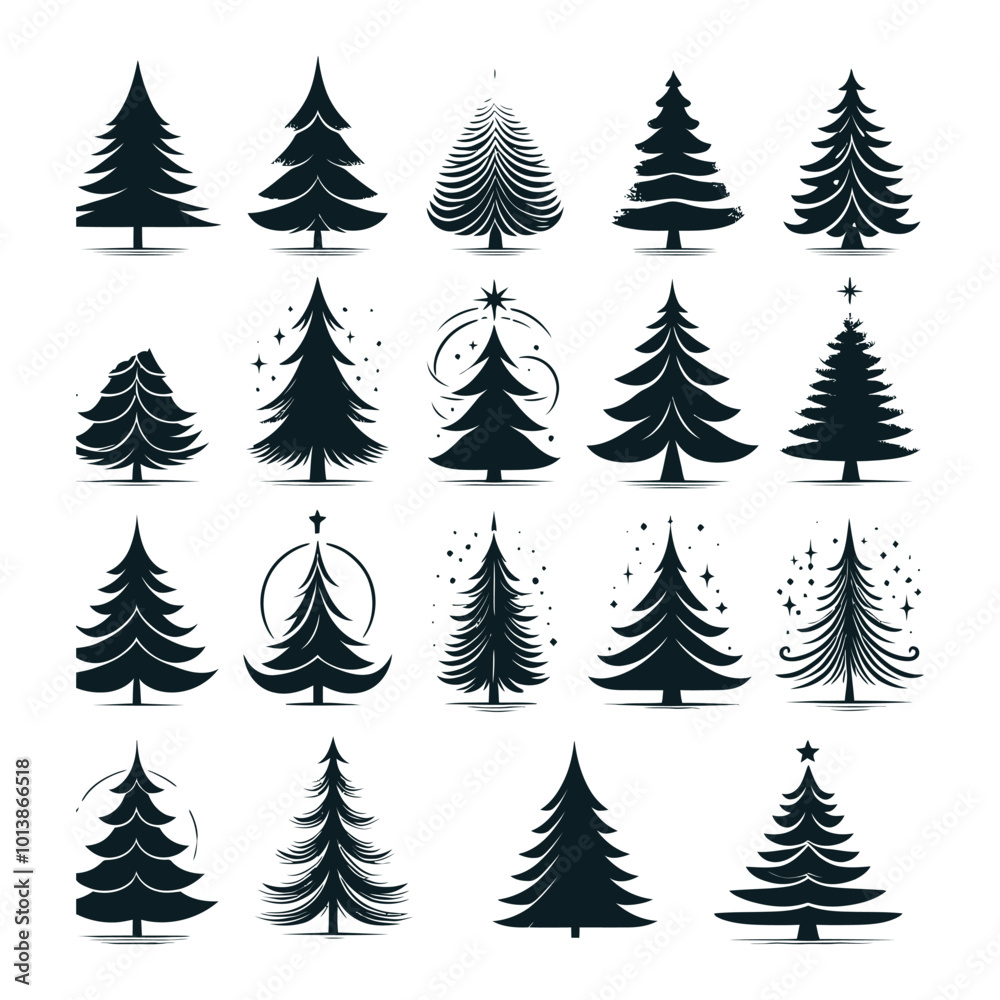 Obraz premium set of Christmas tree silhouette