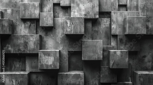 A minimalist relief sculpture with a focus on negative space and geometric shapes.