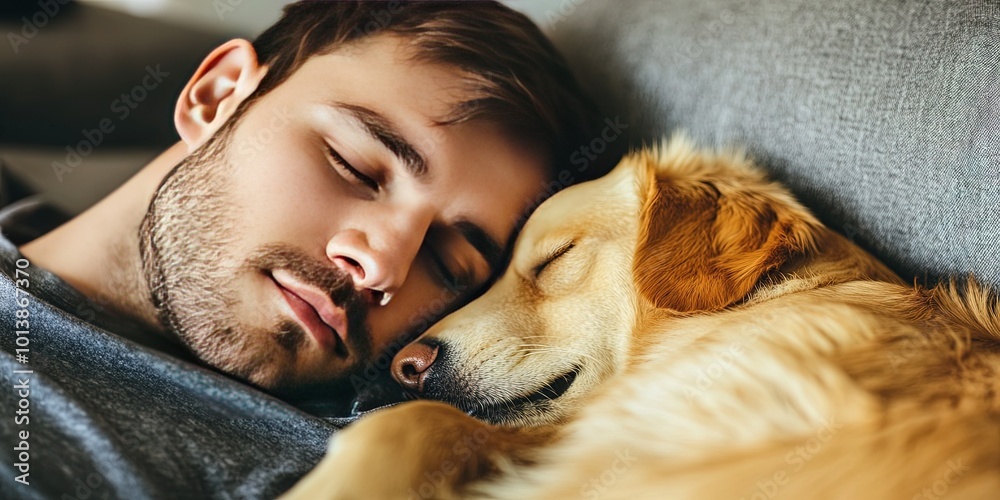 man laying on couch with dog man laying on couch with dog