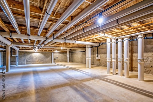 Basement encapsulated thermoregulatory radon mitigation pipes