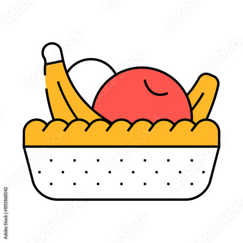 fruit basket in canteen line icon vector. fruit basket in canteen sign. isolated symbol illustration