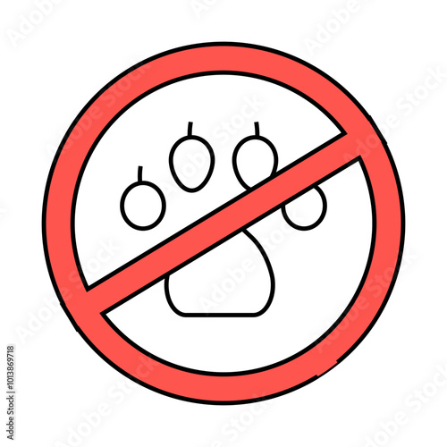 non animals in canteen mark line icon vector. non animals in canteen mark sign. isolated symbol illustration