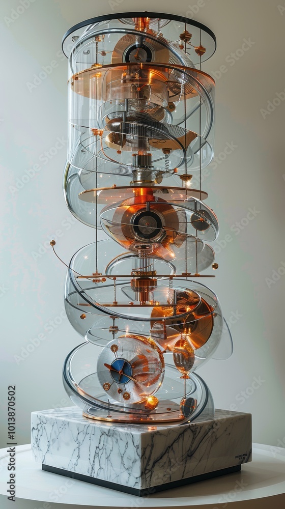 A kinetic sculpture with interactive elements and moving parts. A kinetic sculpture with interactive elements and moving parts.