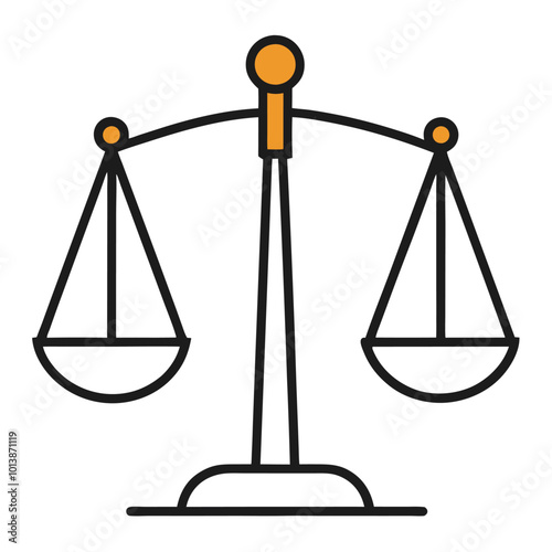 3D Balance Scale Line Art Vector Design.