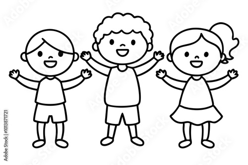 Joyful Kids Playing Together Vector Illustration for Cheerful Designs
