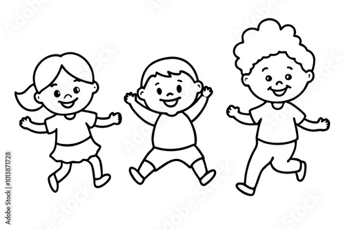 Happy Children Vector Illustration Set Joyful Kids Playing in Colorful Environments

