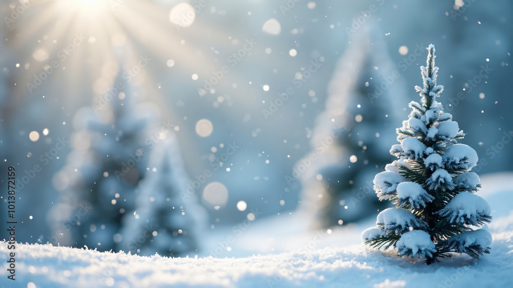 Christmas background, snow tree and forest illustration Christmas background, snow tree and forest illustration