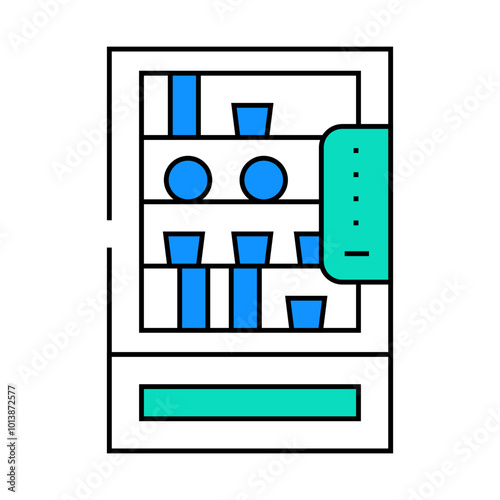 vending machine with food and drinks in canteen line icon vector. vending machine with food and drinks in canteen sign. isolated symbol illustration