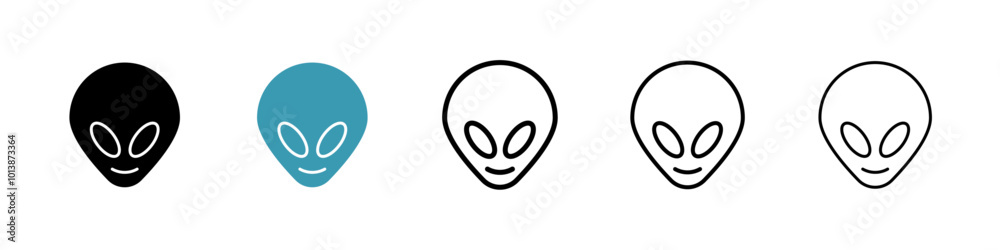 Alien vector icon set in black and blue colors. Alien vector icon set in black and blue colors.