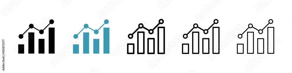 Analytic vector icon set in black and blue colors. Analytic vector icon set in black and blue colors.