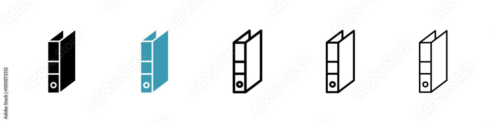 Binder vector icon set in black and blue colors.