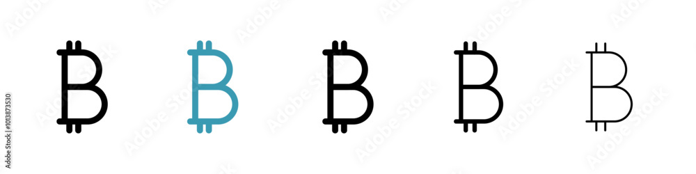 Bitcoin vector icon set in black and blue colors. Bitcoin vector icon set in black and blue colors.