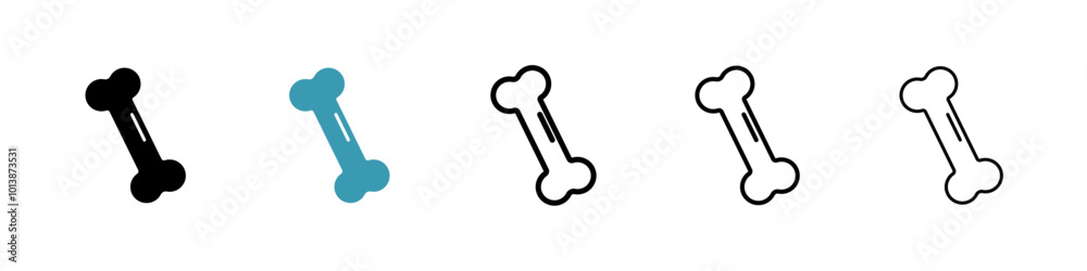 Bone vector icon set in black and blue colors.