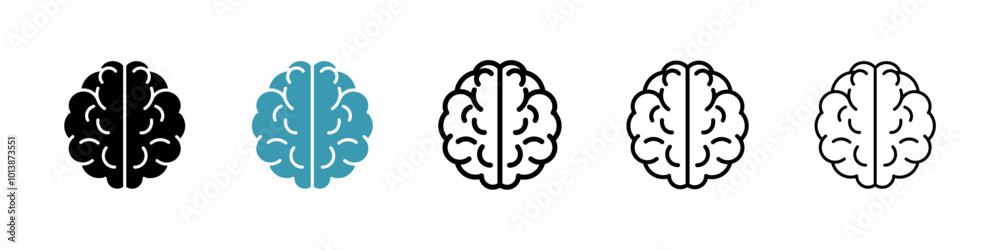 Brain vector icon set in black and blue colors. Brain vector icon set in black and blue colors.