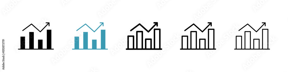 Chart vector icon set in black and blue colors. Chart vector icon set in black and blue colors.