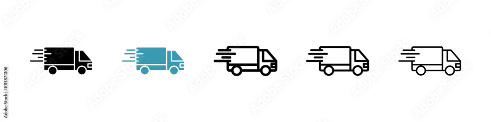 Delivery vector icon set in black and blue colors. Delivery vector icon set in black and blue colors.