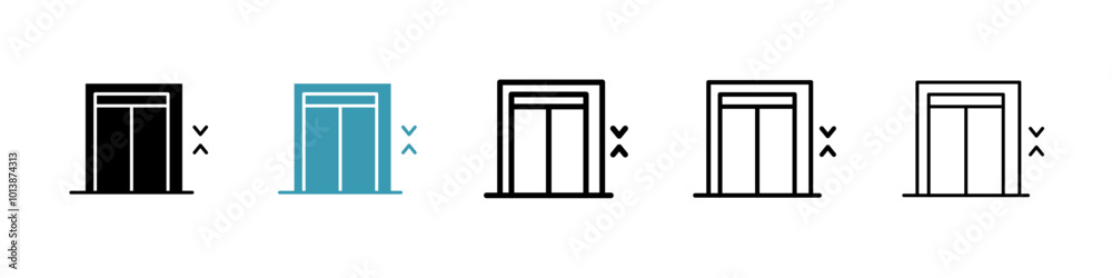 Elevator vector icon set in black and blue colors. Elevator vector icon set in black and blue colors.