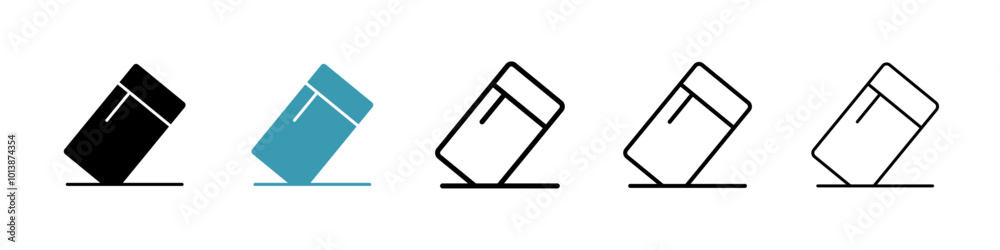 Eraser vector icon set in black and blue colors. Eraser vector icon set in black and blue colors.