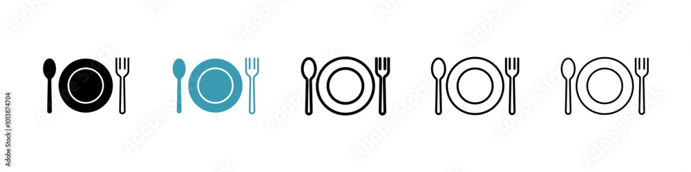 Food vector icon set in black and blue colors. Food vector icon set in black and blue colors.