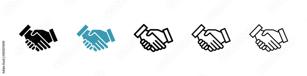 Handshake vector icon set in black and blue colors. Handshake vector icon set in black and blue colors.