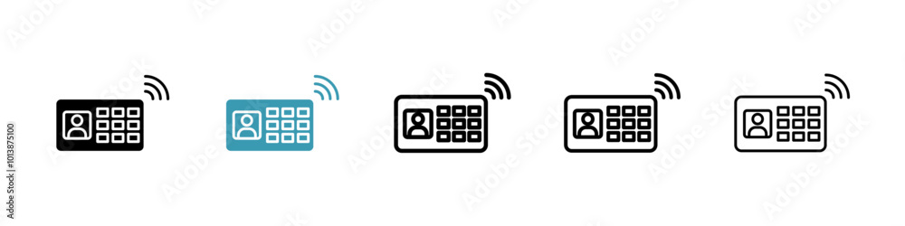 Interphone vector icon set in black and blue colors. Interphone vector icon set in black and blue colors.