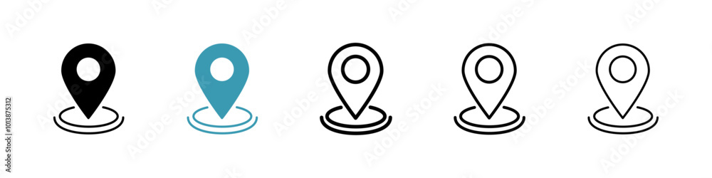 Location pin vector icon set in black and blue colors. Location pin vector icon set in black and blue colors.