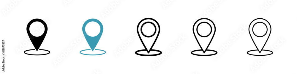 Location pin vector icon set in black and blue colors. Location pin vector icon set in black and blue colors.