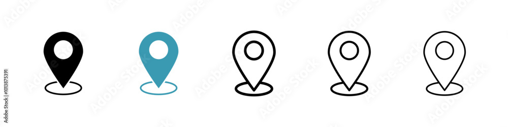 Map vector icon set in black and blue colors. Map vector icon set in black and blue colors.