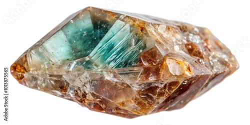 Bird's eye view of natural rough zircon crystal cutout specimen