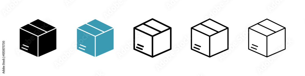 Package vector icon set in black and blue colors. Package vector icon set in black and blue colors.